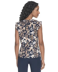 Tommy Hilfiger Women's Ruffled Floral Mixed-Media Top