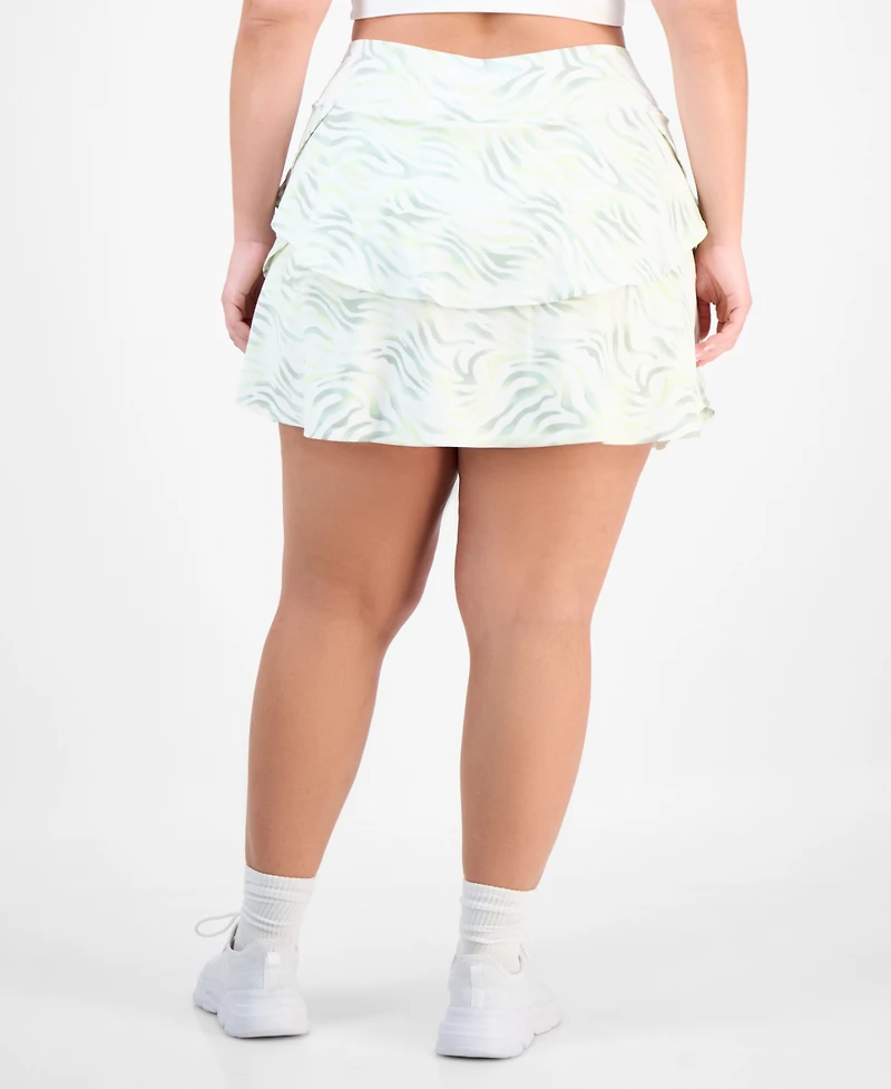 Id Ideology Plus Zebra-Print Flounce-Hem Skort, Macy's Exclusive