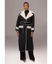 Jluxlabel Women's Suede And Sherpa Reversible Coat