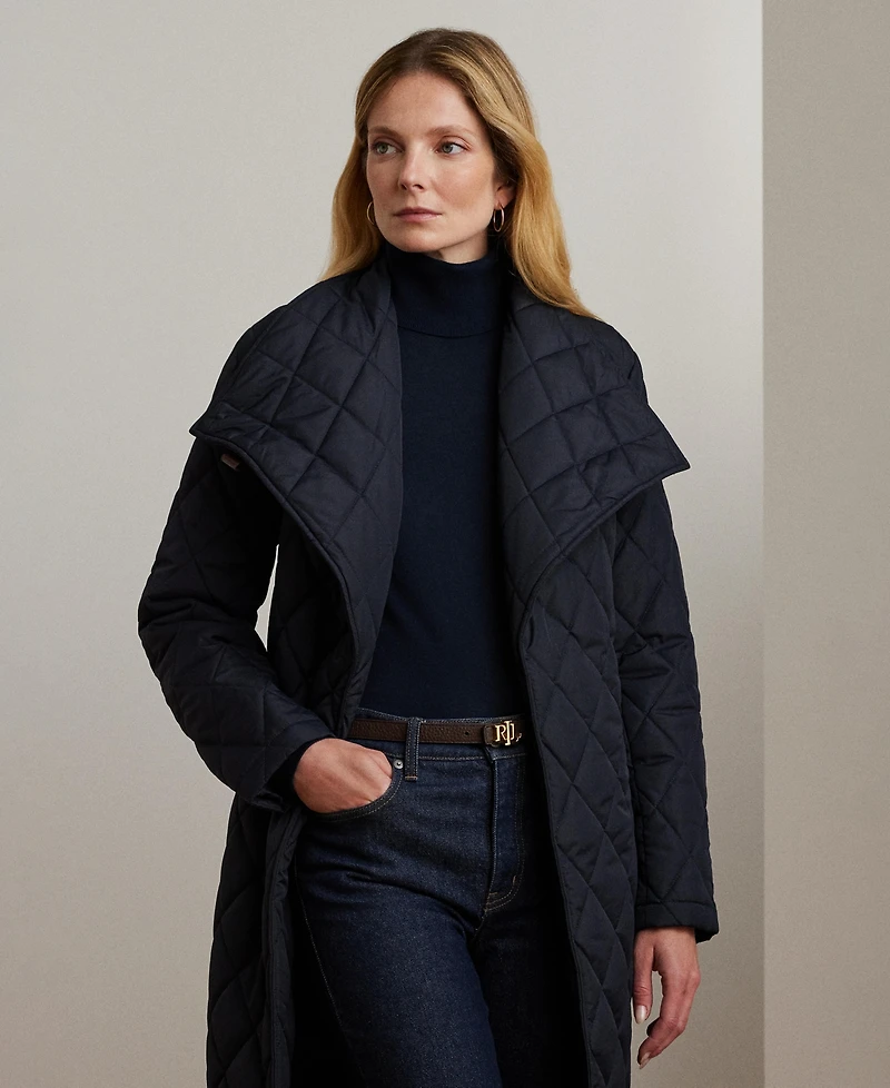 Lauren Ralph Women's Belted Midi Quilt Coat