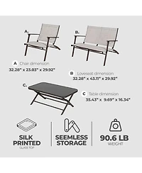 Four Seasons Courtyard Novara 4 Piece Steel Folding Outdoor Conversation Set