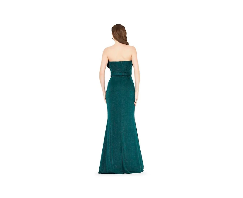 Amri Women's Shimmer Jersey Ruched Strapless Gown