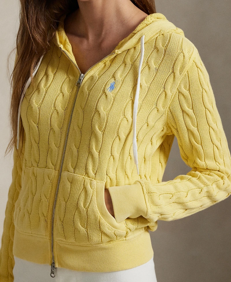 Polo Ralph Lauren Women's Cable-Knit Cotton Full-Zip Hoodie Sweatshirt