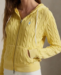 Polo Ralph Lauren Women's Cable-Knit Cotton Full-Zip Hoodie Sweatshirt