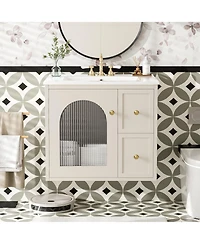 Casainc 24" Wall-Mounted Vanity with Sink, 2 Drawers and 1 Soft-Close Door
