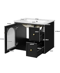 Casainc 24" Wall-Mounted Vanity with Sink, 2 Drawers and 1 Soft-Close Door