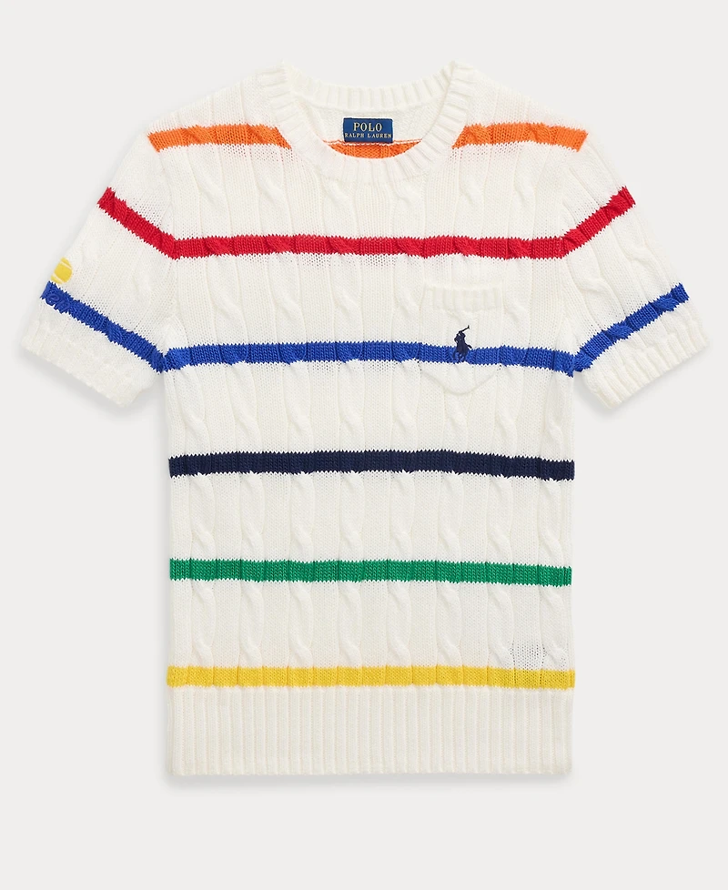 Polo Ralph Lauren Women's Us Open Striped Cable Cotton Sweater