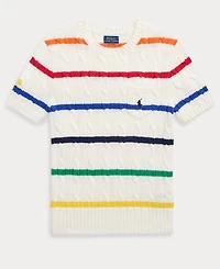 Polo Ralph Lauren Women's Us Open Striped Cable Cotton Sweater
