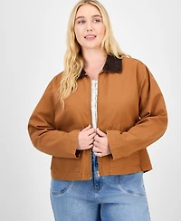 Madden Girl Trendy Plus Cotton Front-Zip Barn Jacket