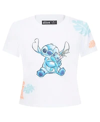 Freeze Max Women's White Lilo and Stitch Hold On Tight Baby Doll T-Shirt