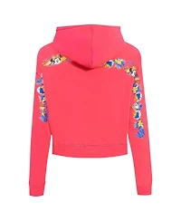 Freeze Max Women's Pink Mickey Friends Minnie and Daisy Cropped Pullover Hoodie