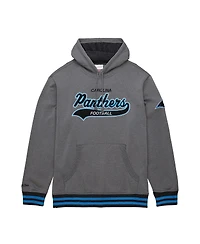 Mitchell & Ness Men's Heather Gray Carolina Panthers Vintage Logo Snow Washed Fleece Pullover Hoodie