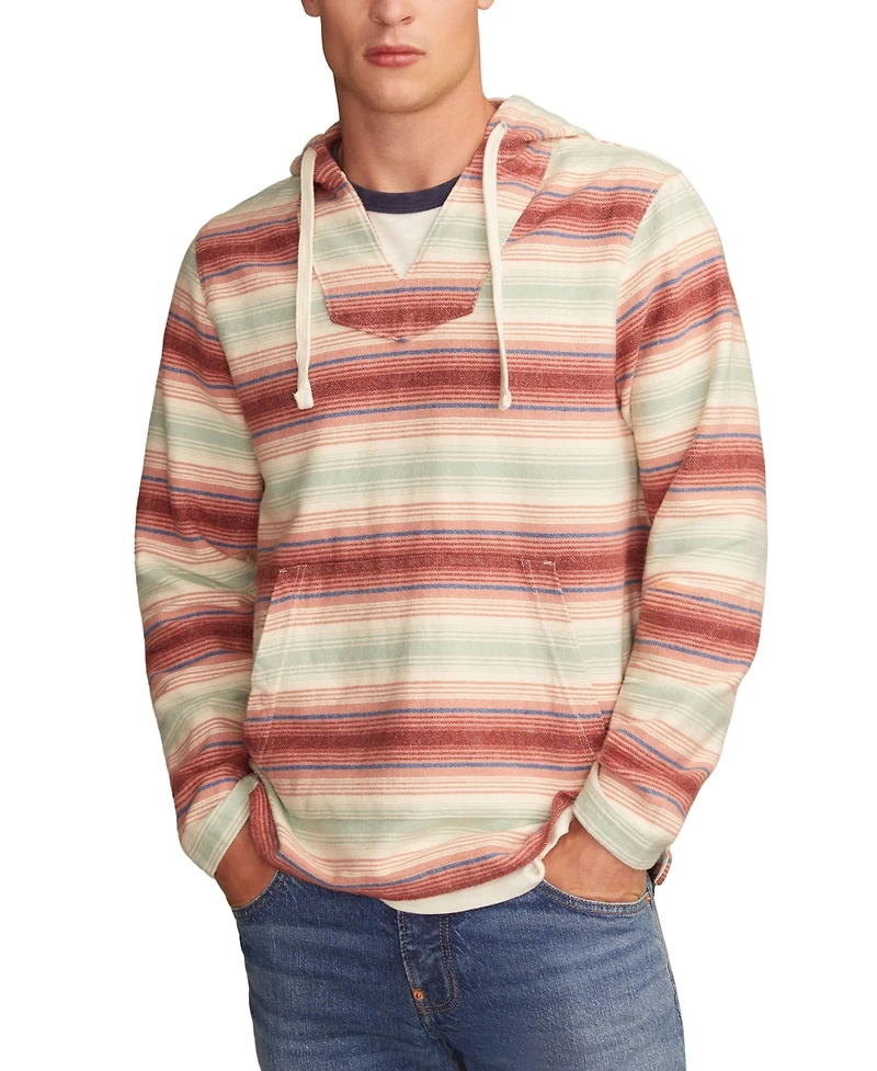 Lucky Brand Men's Ombre Woven Baja Striped Pullover Hoodie
