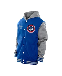 New Era Men's Royal Chicago Cubs Throwback Prep Full-Snap Hoodie Jacket