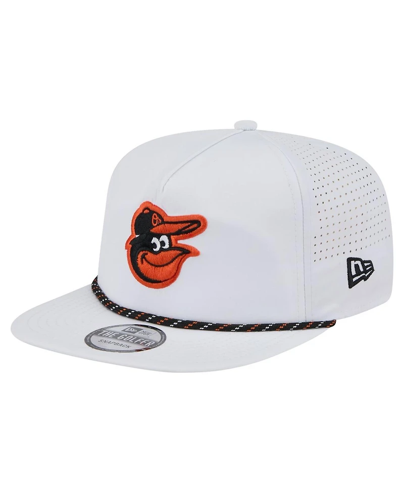 New Era Men's White Baltimore Orioles Perforated Golfer Snapback Hat