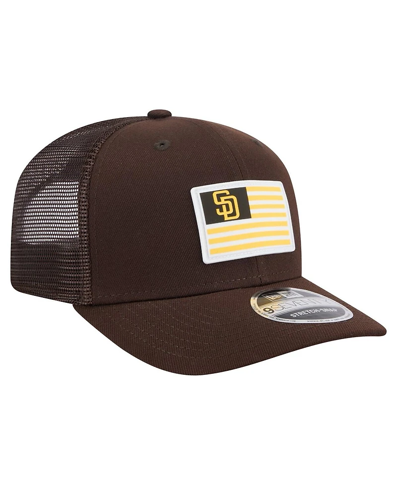 New Era Men's Brown San Diego Padres Flag 9SEVENTY Stretch-Snap Hat