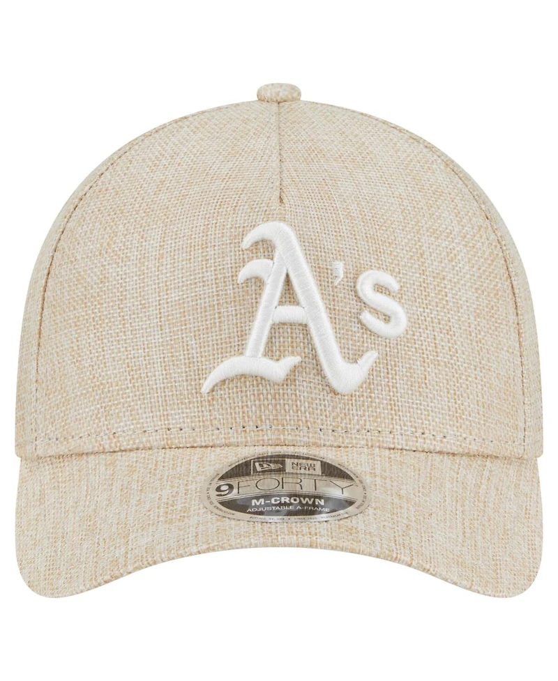 New Era Men's Beige Athletics Cotton Weave M-Crown A-Frame 9FORTY Adjustable Hat