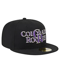 New Era Men's Black Colorado Rockies Overlap 59FIFTY Fitted Hat
