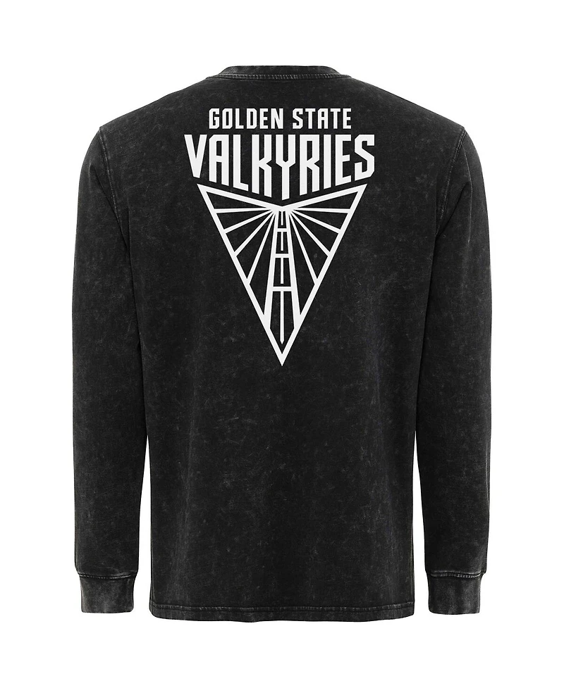 Sportiqe Men's and Women's Black Golden State Valkyries Rock Roll Collection Bono Mineral Wash Premium Long Sleeve T-Shirt