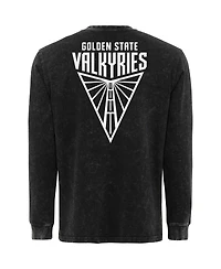 Sportiqe Men's and Women's Black Golden State Valkyries Rock Roll Collection Bono Mineral Wash Premium Long Sleeve T-Shirt