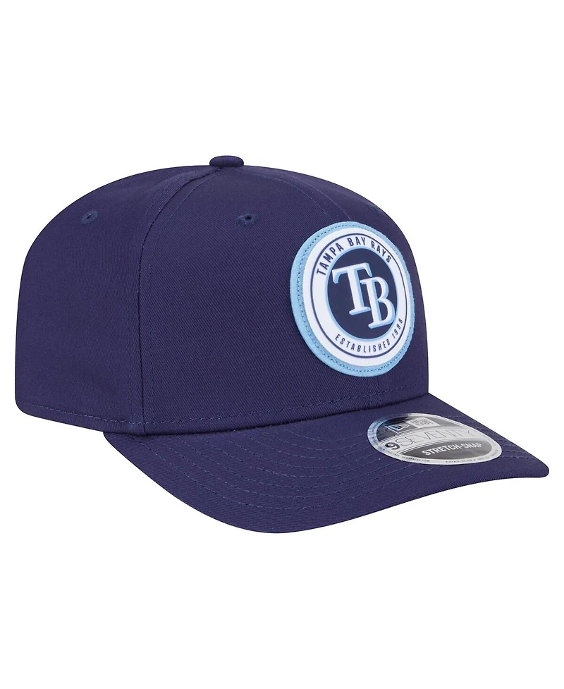 New Era Men's Navy Tampa Bay Rays Circle Patch 9SEVENTY Stretch-Snap Hat
