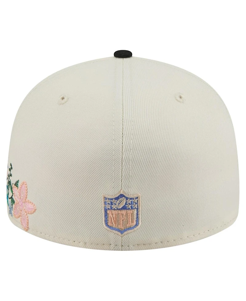 New Era Men's Cream/Black Pittsburgh Steelers Tonal Floral 59FIFTY Fitted Hat