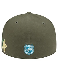 New Era Men's Olive Chicago Blackhawks Tonal Florals 59FIFTY Fitted Hat