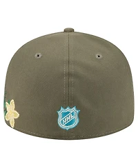 New Era Men's Olive Boston Bruins Tonal Florals 59FIFTY Fitted Hat