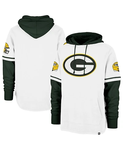 '47 Brand Men's White Green Bay Packers Trifecta Shorts Sweatshirt Pullover Hoodie