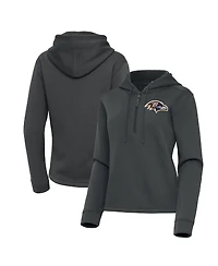 Antigua Women's Pewter Baltimore Ravens Contemporary Quarter-Zip Hoodie