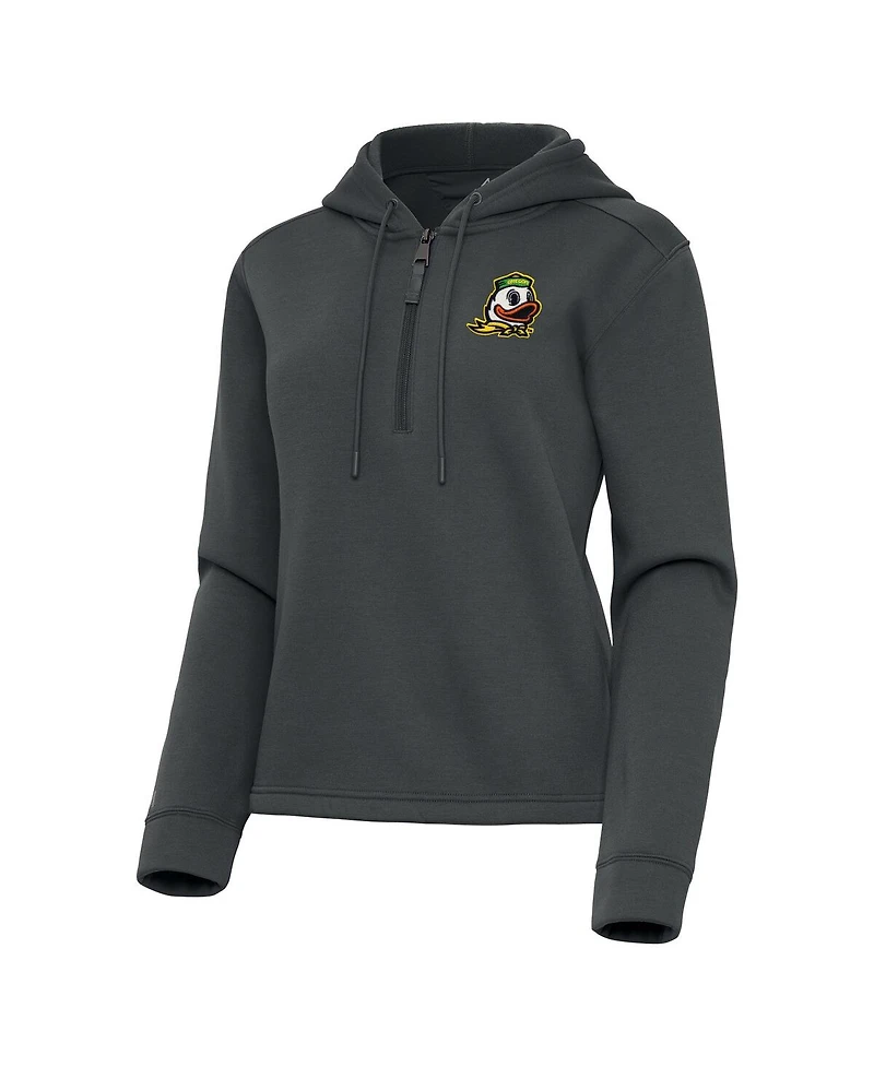 Antigua Women's Pewter Oregon Ducks Contemporary Quarter-Zip Hoodie