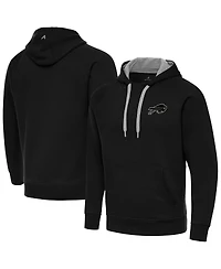 Antigua Men's Black Buffalo Bills Brushed Carbon Victory Pullover Hoodie