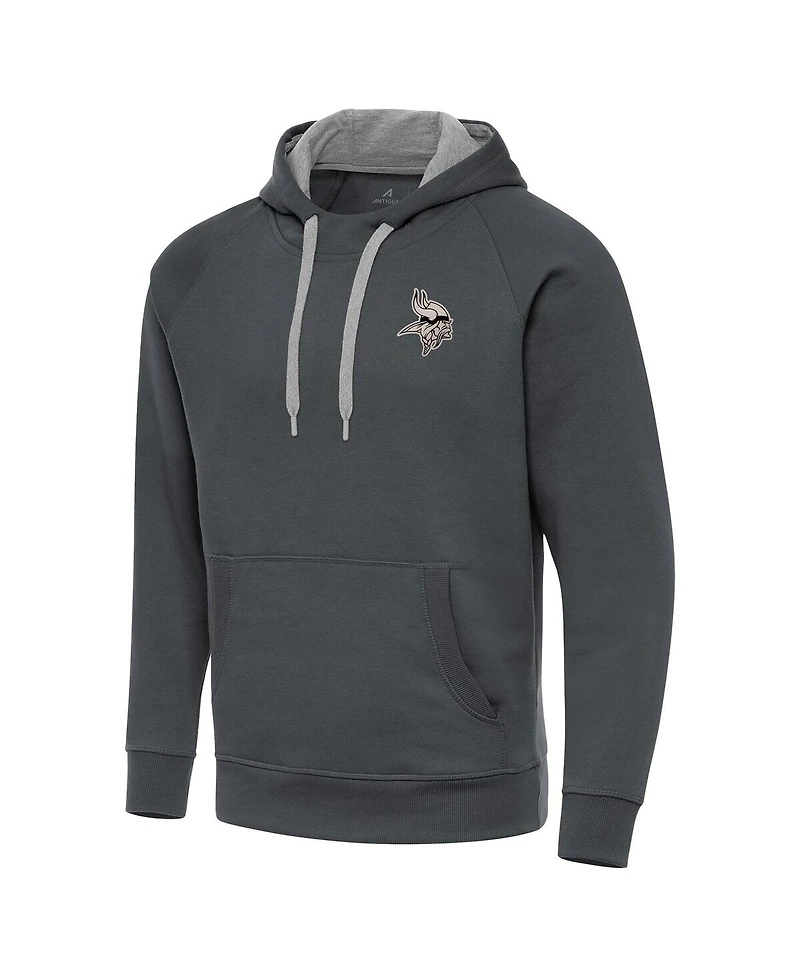 Antigua Men's Charcoal Minnesota Vikings Brushed Carbon Victory Pullover Hoodie