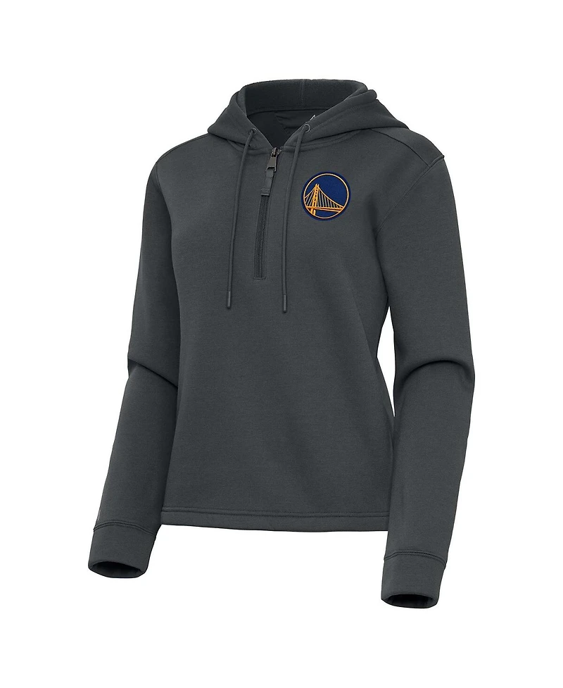 Antigua Women's Pewter Golden State Warriors Contemporary Quarter-Zip Hoodie