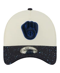 New Era Men's Cream Milwaukee Brewers Speckle A-Frame 9FORTY Adjustable Hat