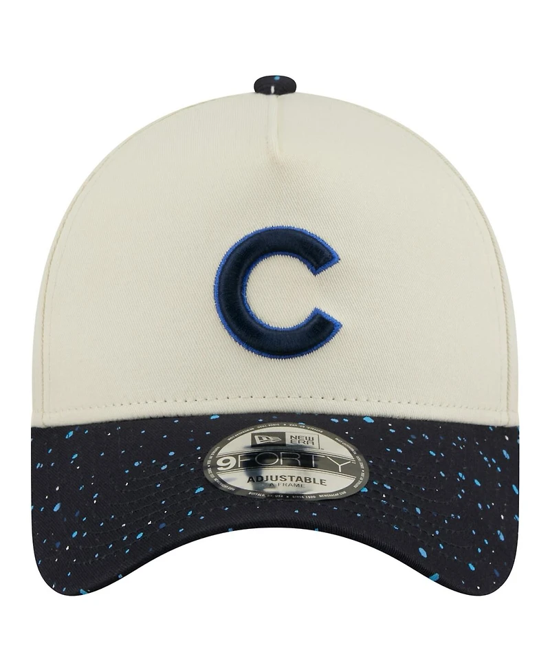 New Era Men's Cream Chicago Cubs Speckle A-Frame 9FORTY Adjustable Hat