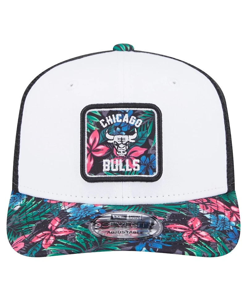 New Era Men's White Chicago Bulls Floral 9SEVENTY Adjustable Hat
