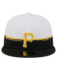 New Era Men's Black/White Pittsburgh Pirates Paint Stroke 59FIFTY Fitted Hat