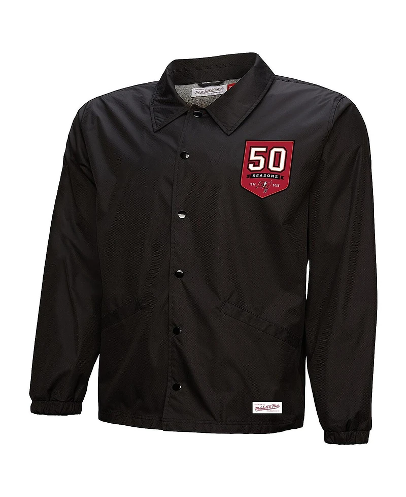 Mitchell & Ness Men's Black Tampa Bay Buccaneers 50th Anniversary Full-Snap Coaches Jacket