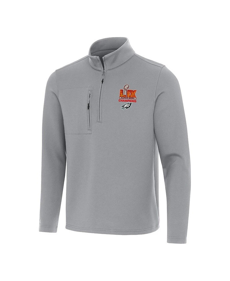 Antigua Men's Gray Philadelphia Eagles Super Bowl Lix Champions Insider Quarter-Zip Sweatshirt