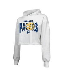 Majestic Women's White Indiana Pacers Tri-Blend Cropped Pullover Hoodie