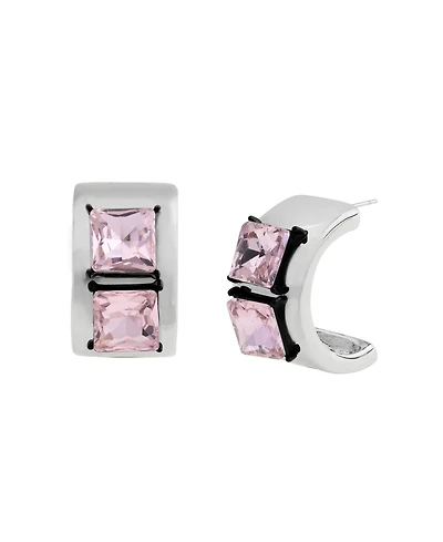 Steve Madden Faux Stone Punk Romance Stone Hoop Earrings