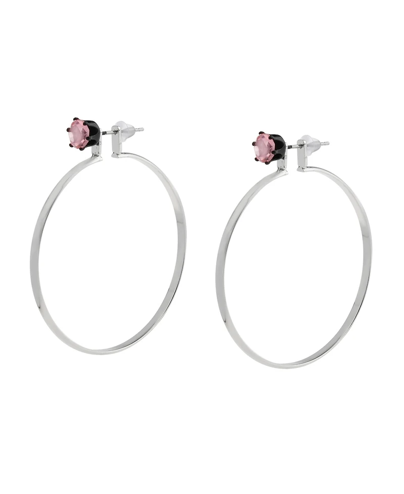 Steve Madden Faux Stone Punk Romance Stone Stud Hoop Earrings