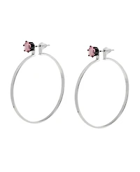 Steve Madden Faux Stone Punk Romance Stone Stud Hoop Earrings