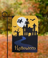 Northlight Haunted House with Flying Witch Halloween Outdoor Garden Flag, 18" x 12.5"