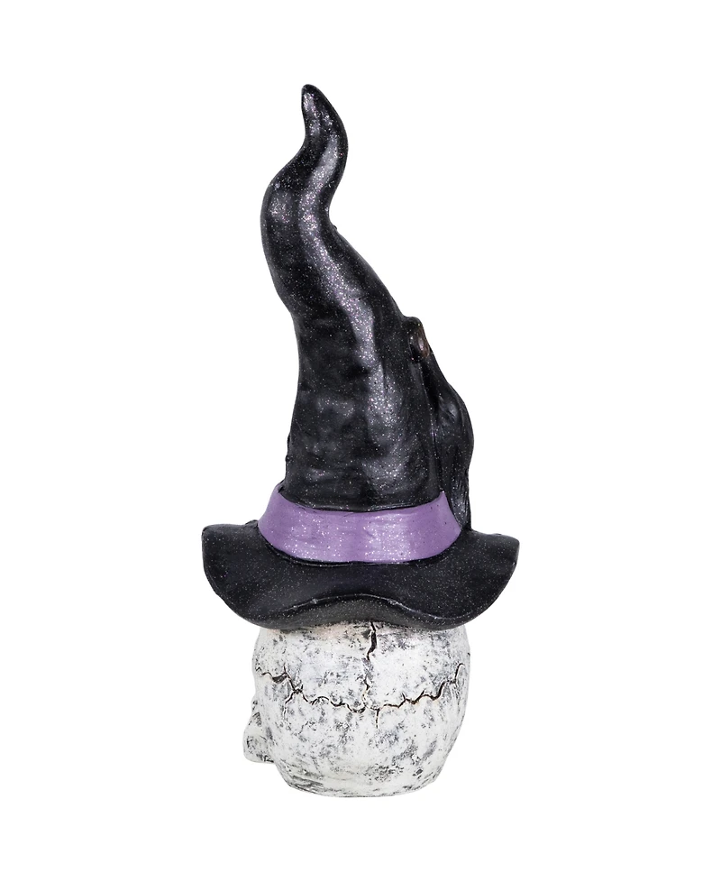 Northlight 22.75" Skull in Witch Hat with Cat Halloween Decoration