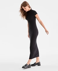 Bar Iii Women's Cap-Sleeve Mock-Neck Midi Dress, Exclusively at Macy's