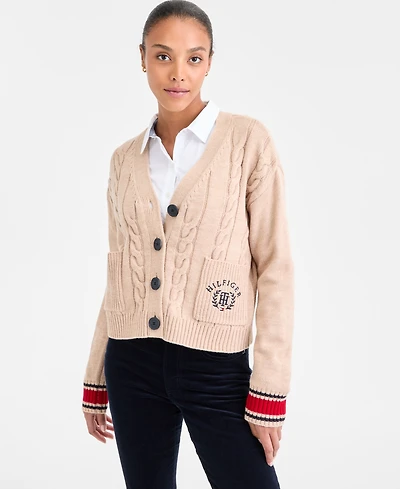 Tommy Hilfiger Women's Cable-Knit Varsity Cardigan