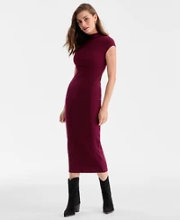 Bar Iii Women's Cap-Sleeve Mock-Neck Midi Dress, Exclusively at Macy's