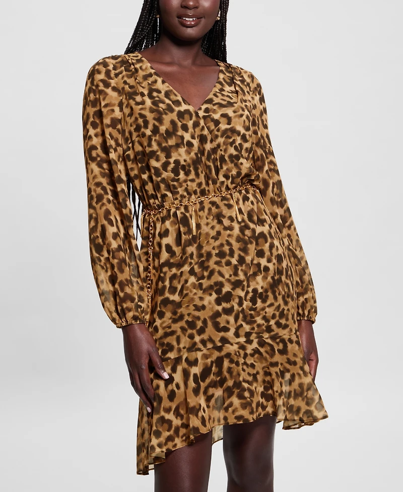 Guess Women's Kaleen Printed Chiffon A-Line Dress